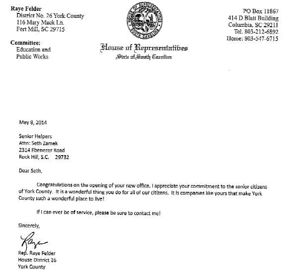 House of Representatives Letter